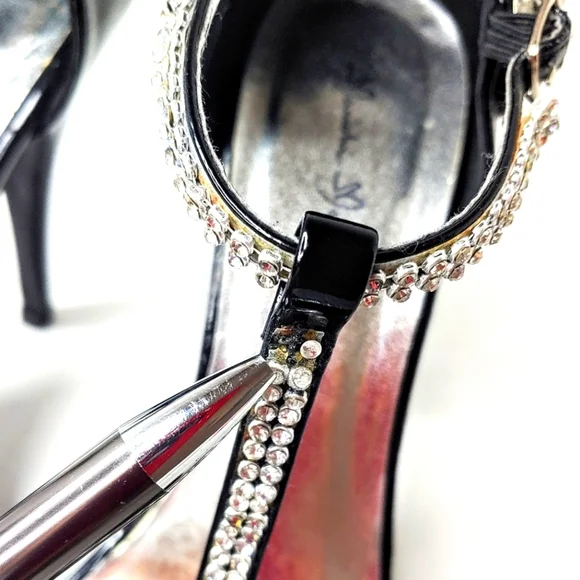 Marichi Mami black patent leather and rhinestone heels. 7M - Picture 5 of 14